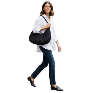 Jason Wu NWOT Black Woven Crescent Shoulder Bag 17"x9"